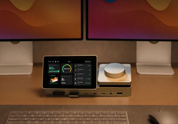 Стильна док-станція Thunderbolt 5 з екраном та розширюваною пам’яттю