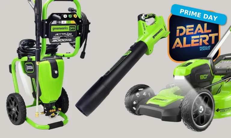 Greenworks tools on sale for Prime Day including a mower, blower, and pressure washer.